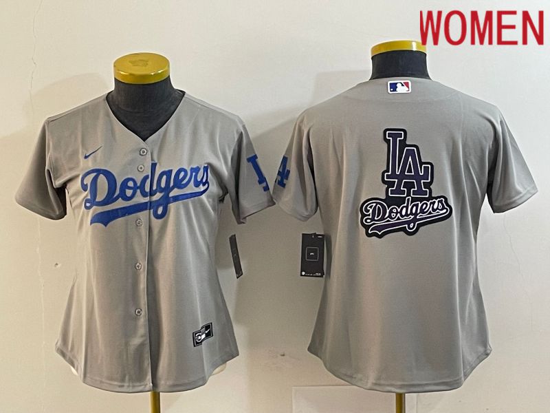 Women Los Angeles Dodgers Blank Grey Nike Game MLB Jersey style 5